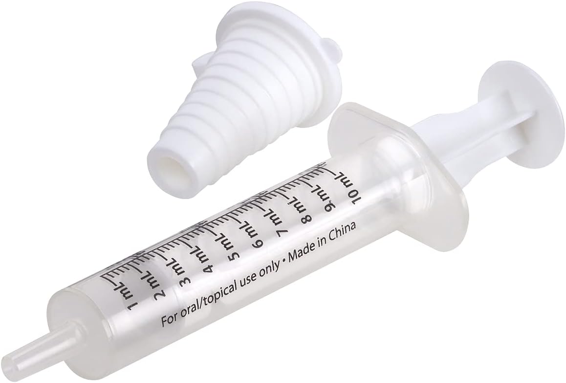 EZY DOSE Kids Baby Oral Syringe & Dispenser Calibrated for Liquid Medicine, Reduce Mess, Easy Way to Orally Administer Medication, 10 mL/2 TSP, Includes Bottle Adapter, Clear, BPA Free