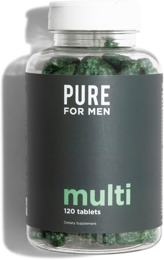 Pure for Men Original Vegan Cleanliness Fiber Supplement, 120 Capsules and Vegan Multivitamin, 120 Capsules : Health & Household