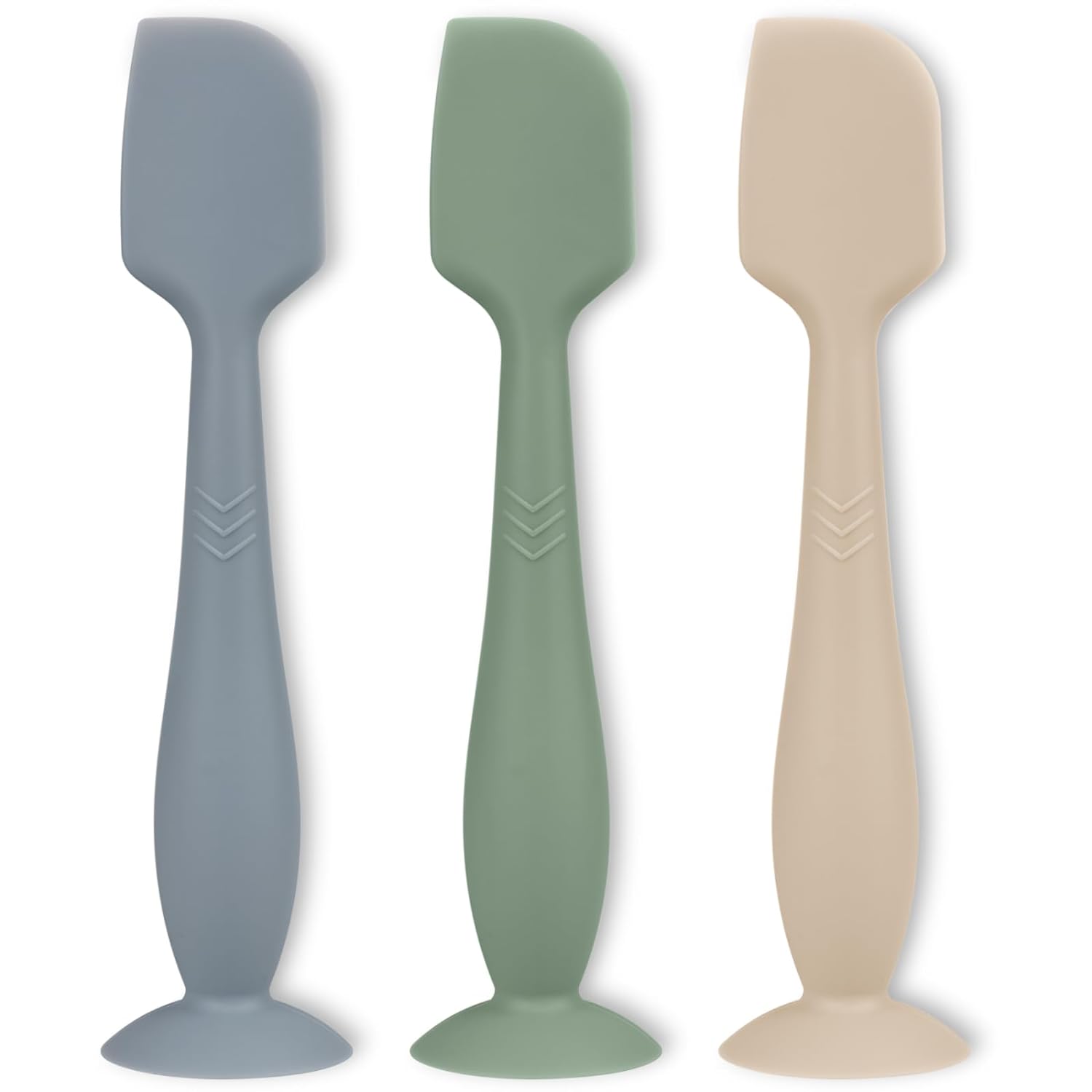 3 Piece Full Size Diaper Cream Applicator Set - Soft Silicone Baby Butt Spatula with Suction Base (Ether/Sage/Sand)