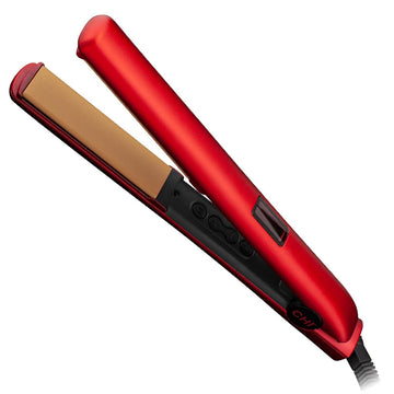 CHI Original Digital Ceramic Flat Iron, Hair Straightener For A Smooth Finish, Heat Settings For All Hair Types, 1" Iron, Ruby Red