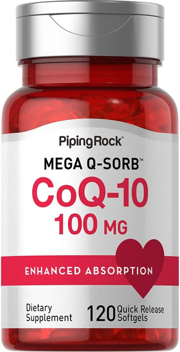 Piping Rock Coq10 100Mg Softgels | 120 Count | With Black Pepper Extract | Enhanced Absorption | Non-Gmo, Gluten Free Supplement