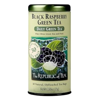 The Republic Of Tea - Black Raspberry Green Tea, 50 Tea Bags, Tin | Flavored Berry Tea | Caffeinated