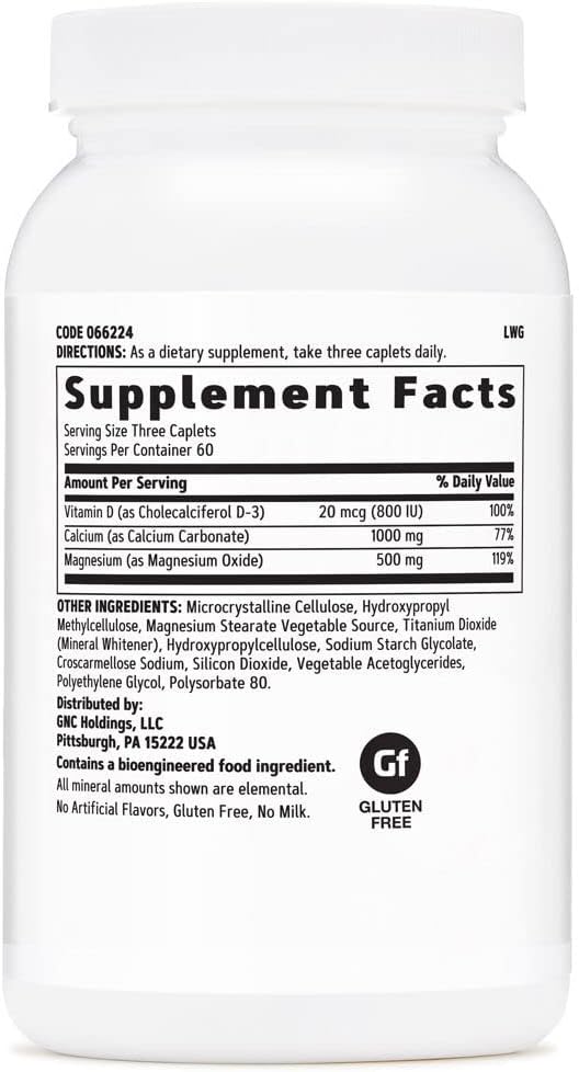 Gnc Calcium Plus Magnesium & Vitamin D-3 1000Mg, Essential For Building Strong Bones, 180 Count