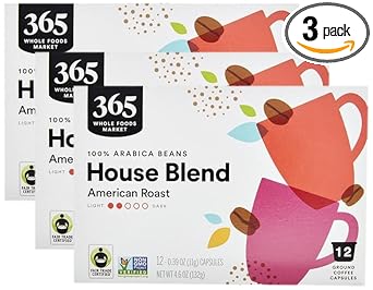 365 By Whole Foods Market, Coffee House Blend American Roast Pods 12 Count, 4.6 Ounce (Pack Of 3)