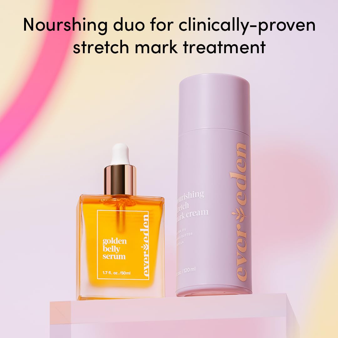 Evereden Mama Must-Have DUO - Golden Belly Stretch Mark Oil & Nourishing Stretch Mark Cream - Dermatologist-Developed Clean & Vegan Maternity Skin Care for Stretch Mark Reduction & Skin Hydration : Beauty & Personal Care