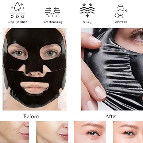 Black Pearl Collagen Face Mask Sheet – Hydrating & Anti-Aging with Fullerene & Black Pearl Essence, Skin Nourishment (4 pieces/box)