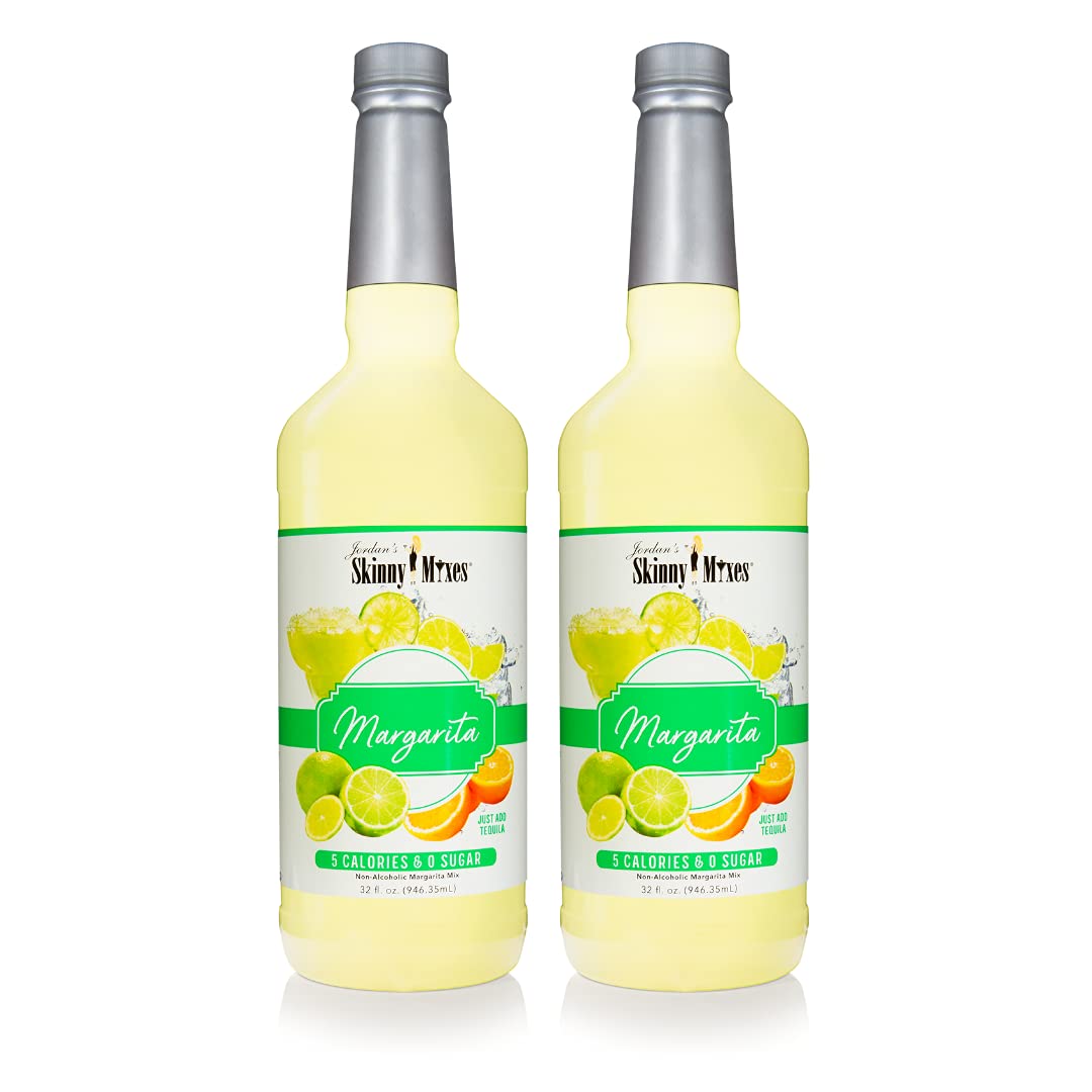 Jordan'S Skinny Mixes Sugar Free Margarita Mix, Flavored Cocktail Mixer For Drinks, Fresh Lime Drink Flavoring For Cocktails & Mocktails, Low Calorie, Gluten Free, Keto Friendly, 32 Fl Oz, 2 Pack