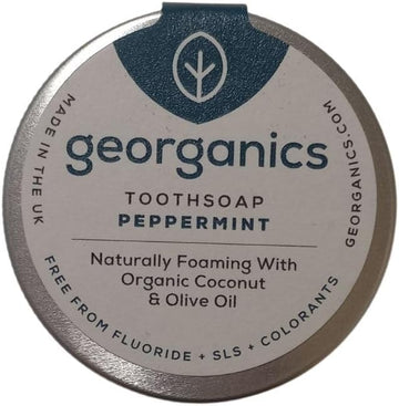 Georganics Natural Peppermint Flavour Foaming Toothsoap With Virgin Coconut Oil And Olive Oil 30 Ml