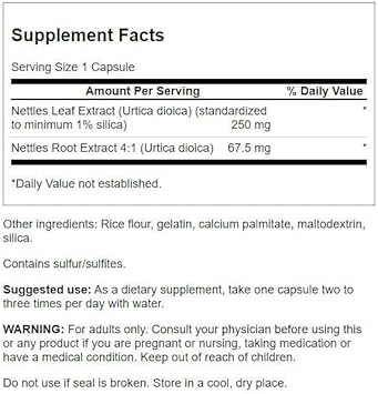 Swanson Stinging Nettles - Herbal Supplement Prostate Health & Urinary Tract Support - Natural Formula Supporting Respiratory Health & Fluid Balance - (120 Capsules)