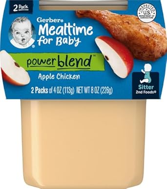 Gerber Baby Food Power Blend Apple Chicken, 4 Oz, 2 Ct Tubs