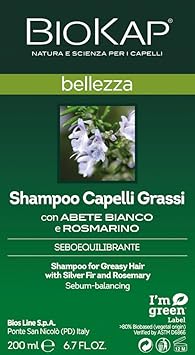 Biokap Bellezza Shampoo For Oily Hair 200 Ml | For Fragranced Light And Soft Hair - Vegetable Active Ingredients - Silver Fir - Organic Rosemary - Icelandic Moss - Menthol - Vegan