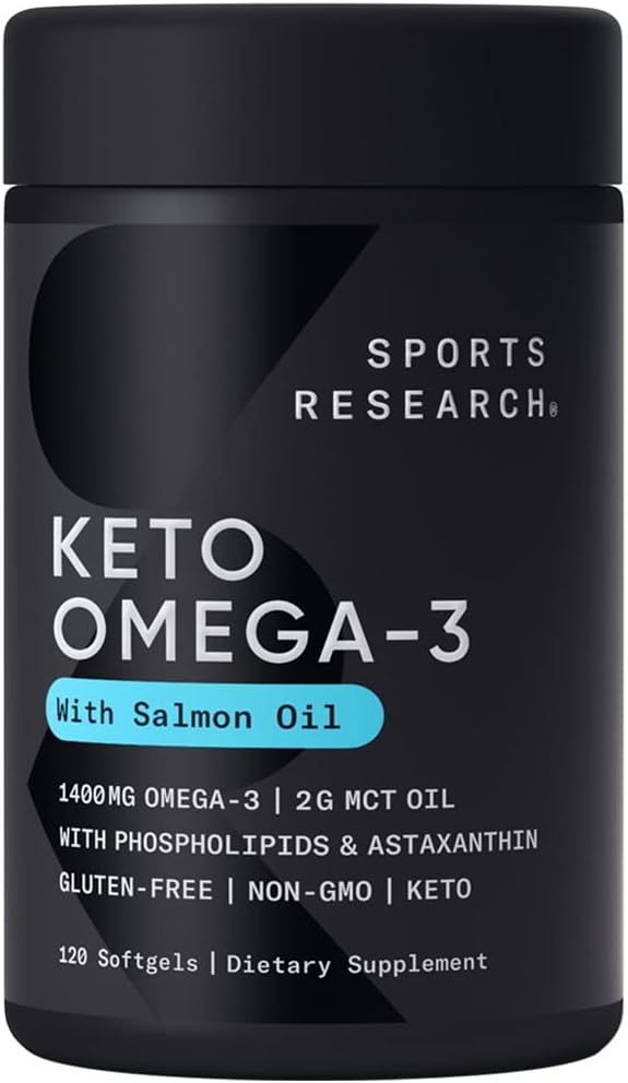 Sports Research Keto Omega Fish Oil with Wild Sockeye Salmon, Antarcti