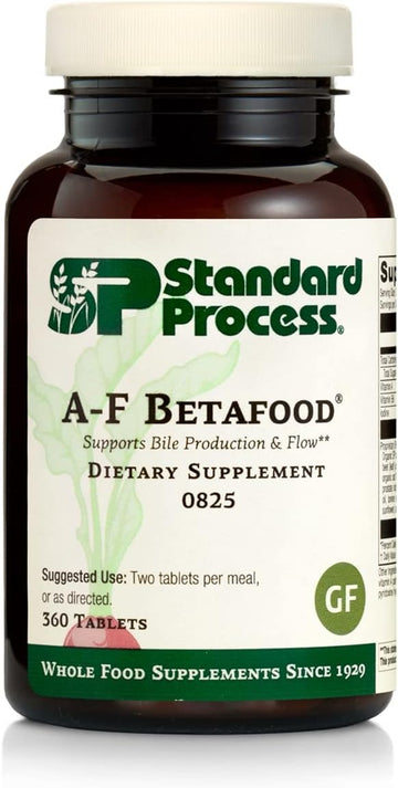Standard Process A-F Betafood - Gluten-Free Liver Support, Cholesterol Metabolism, And Gallbladder Support Supplement With Vitamin A, Iodine, Vitamin B6-360 Tablets