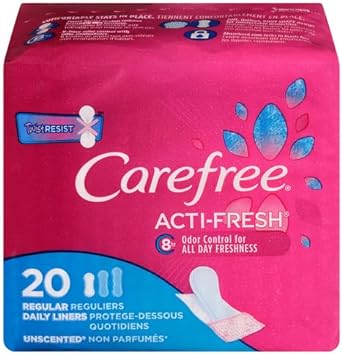 CAREFREE Acti-Fresh Body Shaped Pantiliners Unscented Regular, 20 ct