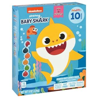 Funables Fruit Snacks, Baby Shark Shaped Fruit Flavored Snacks, 0.8 Ounce Pouches (Pack of 30)