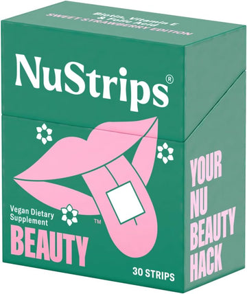 Beauty | Strawberry Flavored Oral Strips With Biotin, Folate And Vitamin E | Vitamins For Hair, Skin & Nails | Maximum Absorption, Fast Results | 30 Individually Wrapped Strips