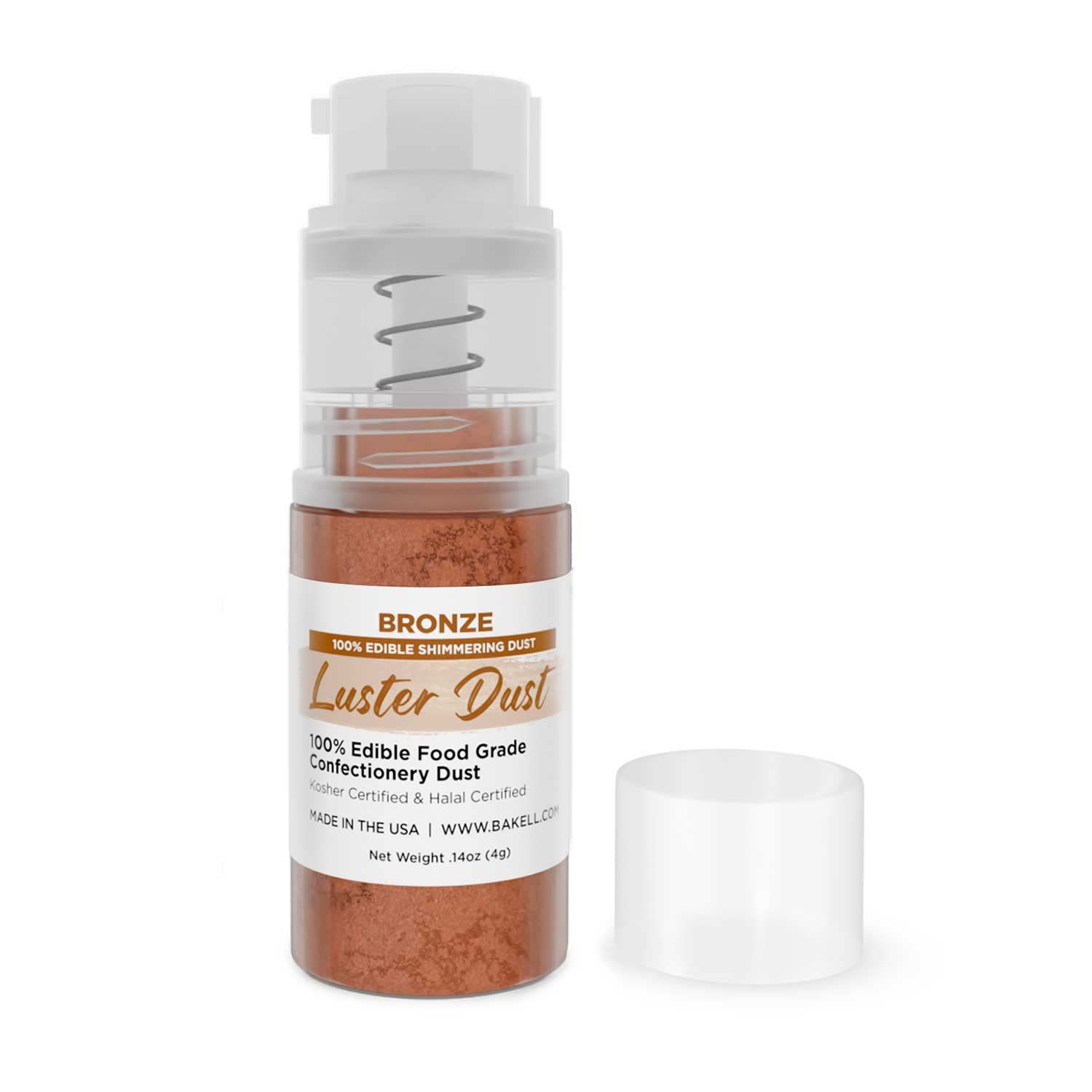 Luster Dust - Rose Gold (4G 1X Pump) | Edible Vegan Dust & Paint For Cake Decorating, Ice Cream, Desserts, Cocktails And Beverages By Bakell : Grocery & Gourmet Food