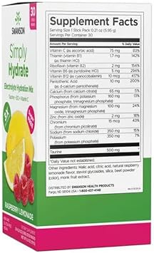 Swanson Simply Hydrate Electrolyte Powder Mix - Sugar-Free Drink Mix With 0 Calories - Rasberry Lemonade Flavor - 30 Packets