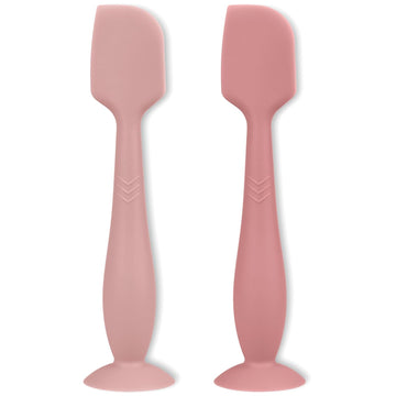 Diaper Cream Applicator Set - Soft Silicone Baby Butt Brush with Suction Base, Baby Butt Spatula, Full Size, 2 Piece - Newborn Baby Essentials (Blush/Mauve)