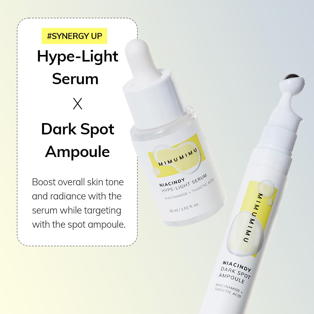 Niacindy Hype-Light Serum For Dark Spot, Acne Mark, Pore Minimizing With Niacinamide 5%, Thioctic Acid, For Acne Prone Skin, Korean Glass Skin, Brightening Serum, Fragrance-Free (30Ml/1.01 Fl.Oz)