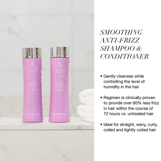 Alterna Caviar Anti-Aging Smoothing Anti-Frizz Shampoo, Conditioner, Nourishing Oil Regimen Starter Set | Smooths Hair, Tames Frizz | Sulfate Free