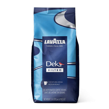 Lavazza Dek Filtro Whole Bean Coffee Medium Roast ,Authentic Italian, Blended and roasted in Italy, Roasted cereals and barrique aromatic note, Nut Free