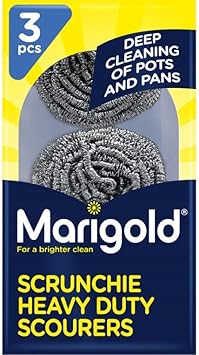 Marigold Scrunchie Stainless Steel Scourer, 12 Packs Of 3 Scourers, Grey, 11.6 X 4 X 22.5 Cm