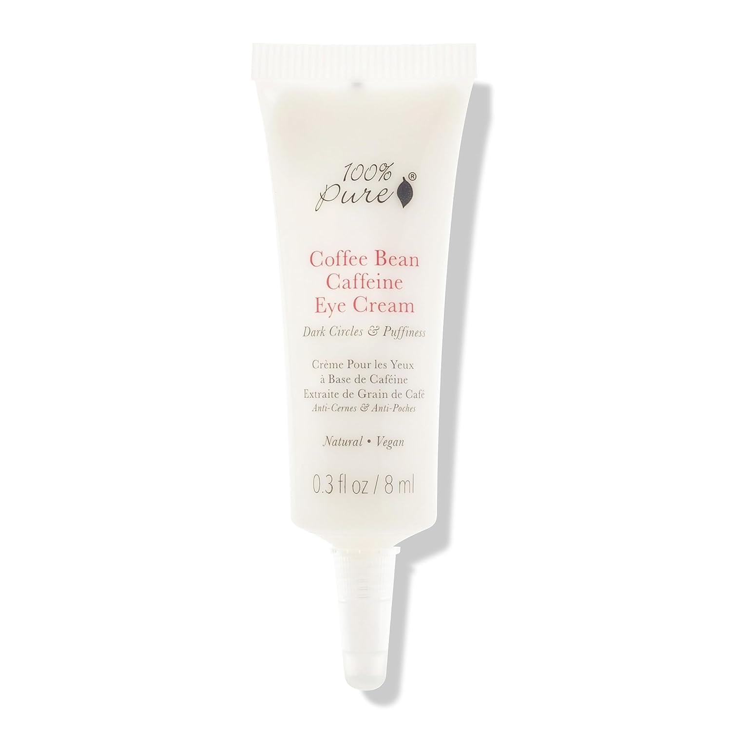 100% Pure Coffee Bean Caffeine Eye Cream Refresh & Hydrate Under Eye Treatment Reduce Puffiness, Dark Circles, Wrinkles With Green Tea, Rose Hip, Vitamin E - Youthful Vibrant Eyes - Vegan - .3 Oz
