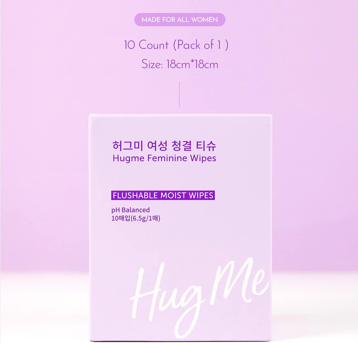 HugMe Organic Cotton Cover Sanitary Pads with Wings, Period Pads | No Intermediate Glue, Breathable backsheet for Women (Feminine Wipes 10P, 3 Pack), White : Health & Household