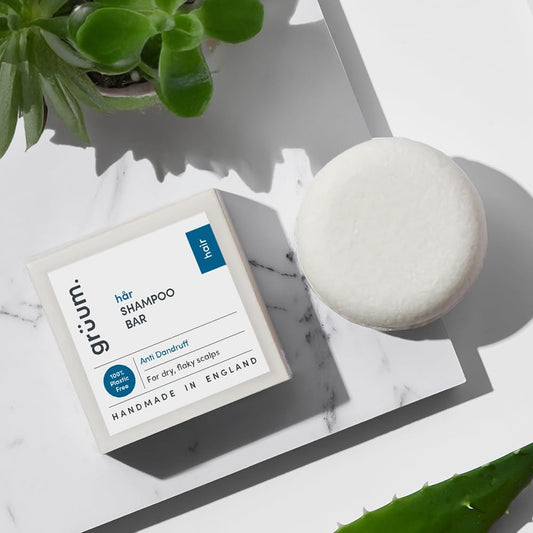 Grüum Anti Dandruff Shampoo Bar 50G - Solid Shampoo Bars For Hair Up To 60 Washes - Plastic Free Vegan Bar For Men & Women - Paraben Free Rich Lathering Bars For Dry, Flaky & Sensitive Scalp