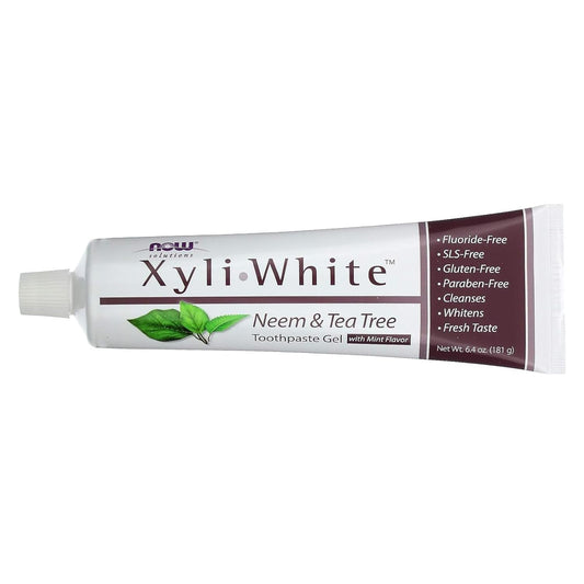 Now Solutions, Xyliwhite™ Toothpaste Gel, Neem And Tea Tree, Cleanses And Whitens, Clean And Fresh Taste, 6.4-Ounce (Pack Of 2)