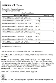 Swanson Ajipure 9 Essential Amino Acid Formula Pharmaceutical Grade 60