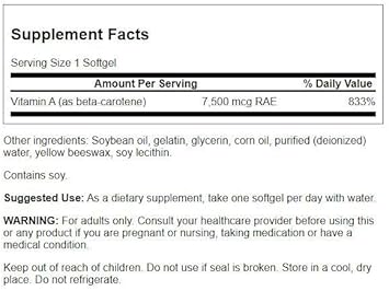 Swanson Beta-Carotene (Vitamin A) 25000 Iu (7500 Mcg) 100 Sgels