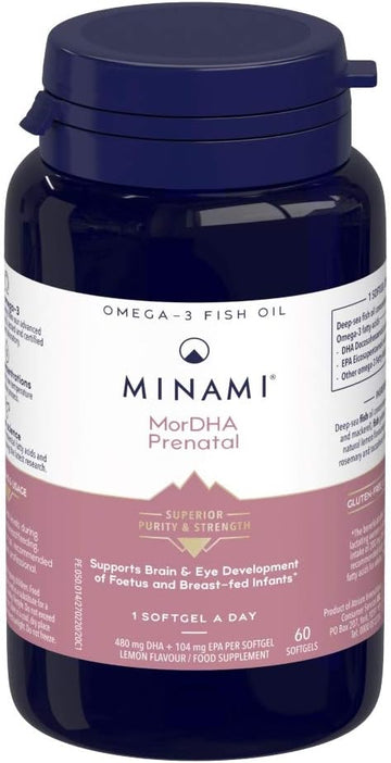 Omega 3 Fish Oil Supplement - Minami - MorDHA Prenatal with high Concentration of DHA Formula - Supports Brain and Eye Development of Foetus and Breast-fed Infants - 60 Softgels