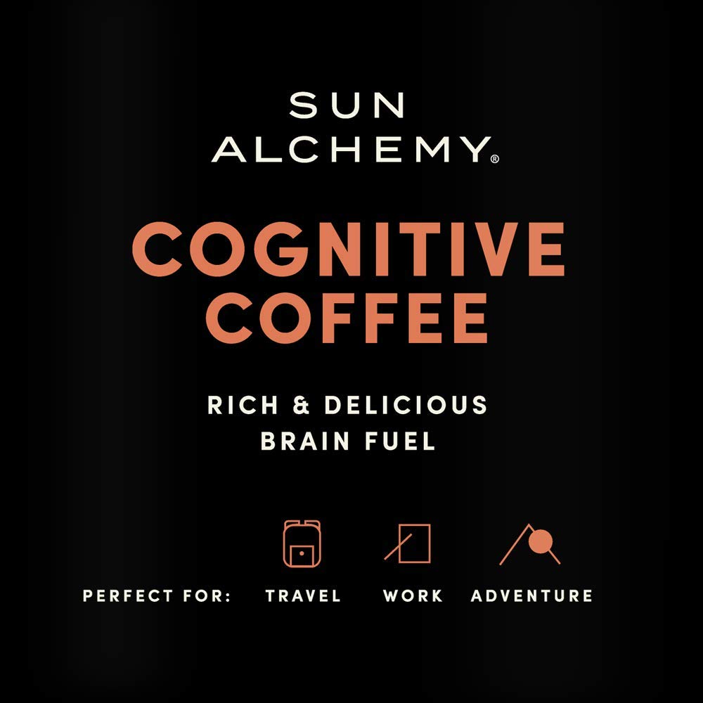 Sun Alchemy Cognitive Coffee with Organic MCT Oil, Fair-Trade Coffee, Lion’s Mane, Reishi & Chaga - 10 Sachets : Grocery & Gourmet Food