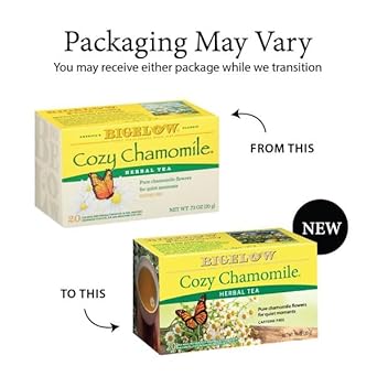 Bigelow Tea Cozy Chamomile Herbal Tea, Caffeine Free Tea with Chamomile Flowers, 20 Count Box (Pack of 6), 120 Total Tea Bags