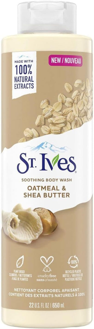 St. Ives Soothing Body Wash (650Ml) Moisturising Cleanser Oatmeal & Shea Butter Made With Plant-Based Cleansers & 100% Natural Extracts 16 Oz Shower Gel