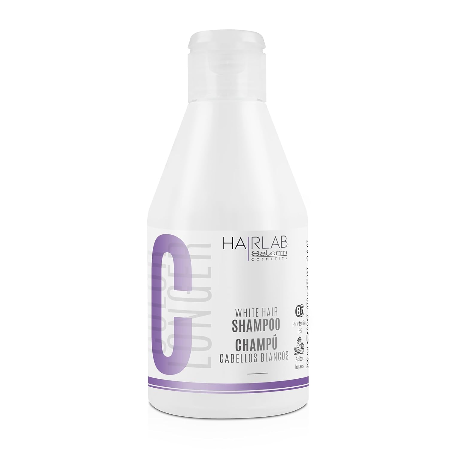Salerm - Shampoo For White And Bleached Hair - White Hair Lab Shampoo - 300 Ml - Eliminates Yellow Tones - Adds Brightness To Gray And Blonde Hair - Paraben-Free