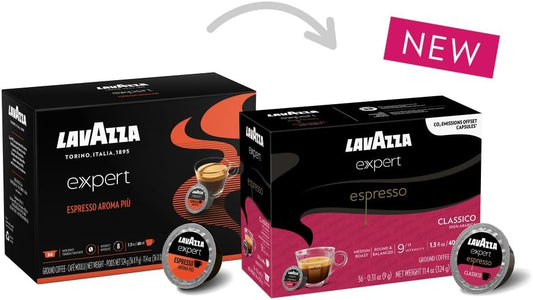 Lavazza Expert Espresso Classico Coffee Capsules, Round and Balance,Medium Roast, 100% Arabica, notes of cereals, Intensity 9 out 13, Espresso Preparation,Blended and Roasted in Italy,(36 Capsules)