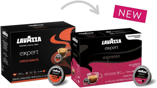 Lavazza Expert Espresso Classico Coffee Capsules, Round And Balance,Medium Roast, 100% Arabica, Notes Of Cereals, Intensity 9 Out 13, Espresso Preparation,Blended And Roasted In Italy,(36 Capsules)