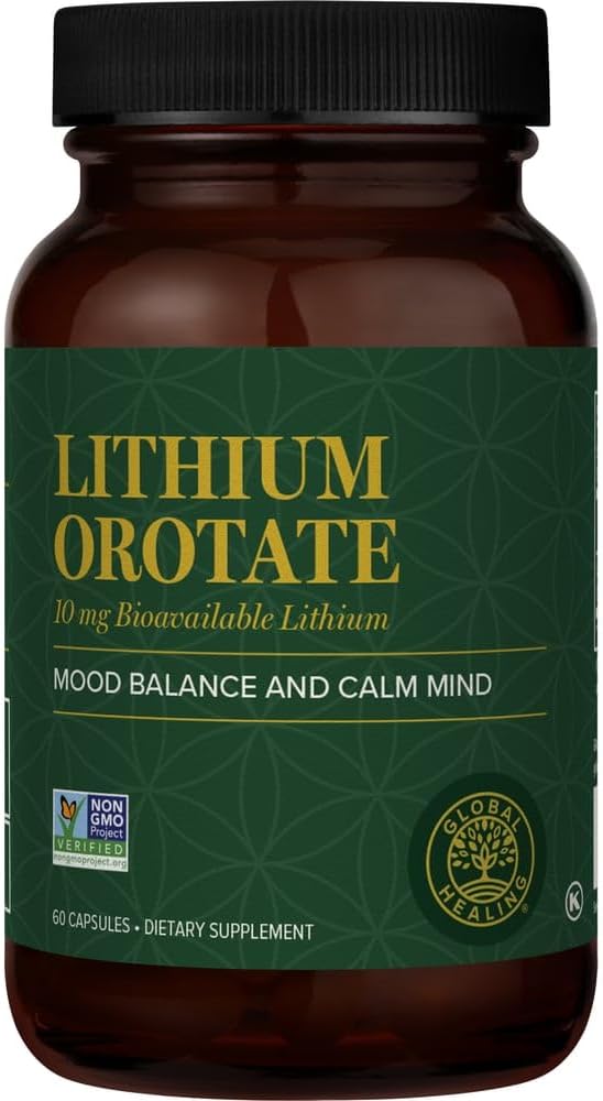 Global Healing Lithium Orotate 10Mg - Non-Gmo, Gluten Free, Vegan Friendly Brain Health Lithium Supplement For Supporting Mood, Function, And Clarity (60 Capsules)