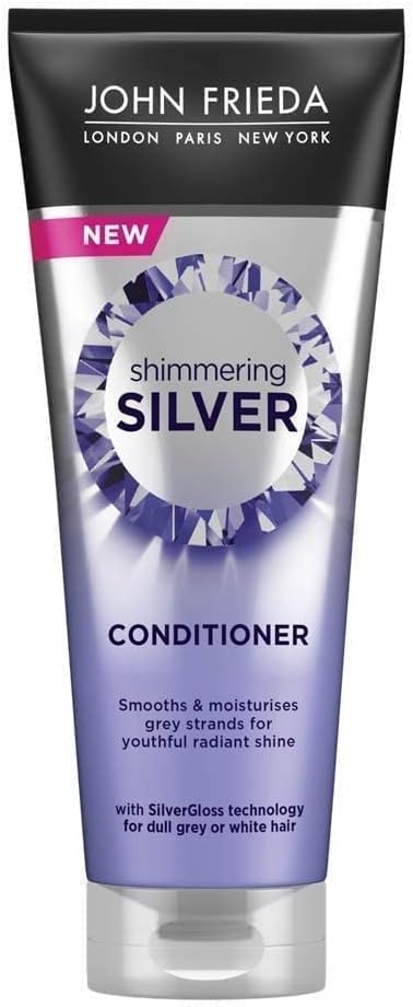 John Frieda Shimmering Silver Conditioner 250 ml, Toning Conditioner for Dull Grey or White Hair, Conditioner for Silver Hair with SilverGloss Technology : Amazon.co.uk: Grocery
