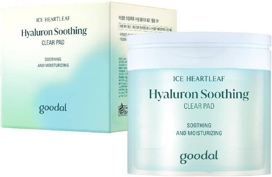 Goodal Heartleaf Houttuynia Cordata Hyaluron Soothing Clear Pad 70 Sheets, Calming Redness Relief Daily Facial Toner Pad For Sensitive Skin, Korean Skin Care, Instant Cooling