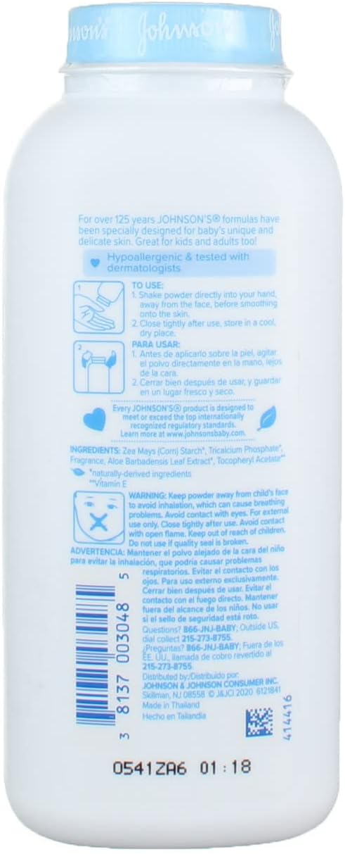 Johnson's Baby Powder, Pure Cornstarch with Aloe & Vitamin E 9 oz