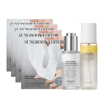 Sungboon Editor Collagen Boosting Trio: Deep Collagen Mask (4Ea) & Serum Mist & Cream In Serum, Best Korean Glass Skin Care Set, Gifts For Mom, Christmas Gifts For Women