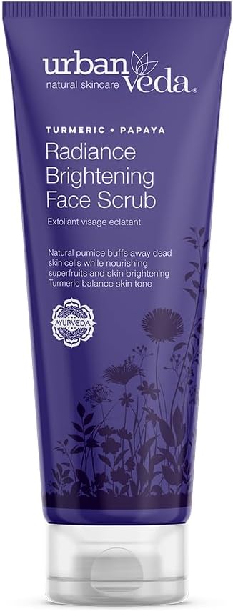 Urban Veda Radiance Brightening Face Scrub | Turmeric & Liquorice | Fades Hyperpigmentation And Blemishes | Natural Skin Care For Dull Complexion | Pore Cleaner For Blackhead Removal | 125 Ml