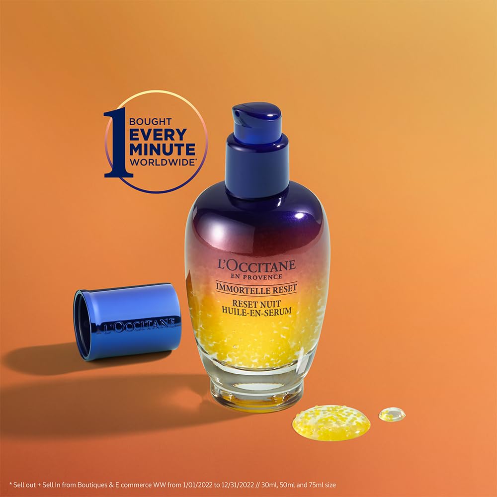 L'Occitane Immortelle Overnight Reset Oil-in-Serum for a More Youthful and Rested Complexion, 1 Fl Oz (Pack of 1) : Beauty & Personal Care