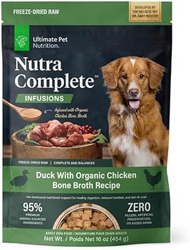 ULTIMATE PET NUTRITION Nutra Complete Bone Broth Infusions, 100% Freeze Dried Veterinarian Formulated Raw Dog Food with Antioxidants Prebiotics and Amino Acids, 1lb Duo Bundle : Pet Supplies