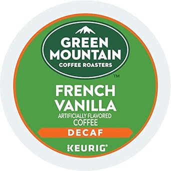 Green Mountain Coffee Roasters French Vanilla Decaf Keurig Single-Serve K-Cup pods, Light Roast Coffee, 72 Count (6 Packs of 12)