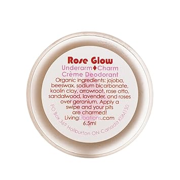 Living Libations - Organic Underarm Charm Cream Deodorant | Natural, Wildcrafted Clean Beauty (Rose Glow, 1 Oz | 30 Ml)